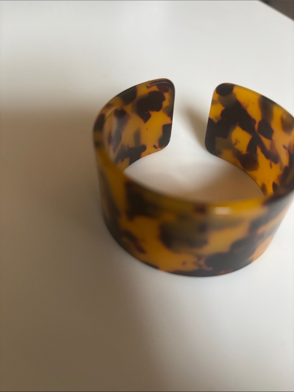 Tortoiseshell Resin Cuff Bracelet - Amber & Dark Brown
